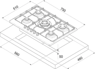 Płyta gazowa do zabudowy Freggia HR750VGTCH - Płyty gazowe do zabudowy - miniaturka - grafika 3