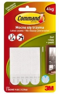 3M COMMAND Rzepy Command$38 (17201 PL), do wieszania obrazów, duże, 3 białe 3M-XA0 - Artykuły biurowe - miniaturka - grafika 2