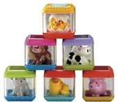 Klocki - Fisher Price Odkrywcze klocki: Zestaw Zwierzątka B5190 - miniaturka - grafika 1