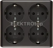 Gniazdka elektryczne - Kontakt Simon EGSZ4SNZ/48 Gniazdo poczwórne Schuko natynkowe z przesłonami torów - miniaturka - grafika 1
