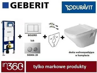 Geberit Duravit DuraStyle Zestaw Stelaż podtynkowy UP300 z przyciskiem miską WC wiszącą i deską wolnoopadającą (111.320.00.5 +111.815.00.1 +115.777.21.1 +156.050.00.1 +0063790000) Wa - Stelaże i zestawy podtynkowe do WC - miniaturka - grafika 5