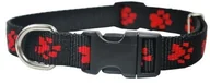 Obroże dla psów - Chaba Obroża Taśma Regulowana 16 Czarna W Czerwone Łapki - miniaturka - grafika 1