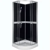 Kabiny prysznicowe - Novoterm Kerra Classic Black 90x90 profil satyna szkło transparentne/czarne + brodzik - miniaturka - grafika 1