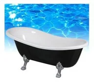 Wanny - Omnires Marble+ Atena 168x76 biało-czarny połysk Atena168CP - miniaturka - grafika 1