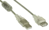 Kable USB - InLine USB 2.0 Verlaengerung, wtyk/gniazdo, typ A, przezroczysty, z rdzeniem ferrytowym, 3 m - miniaturka - grafika 1