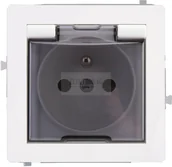 Gniazdka elektryczne - Karlik Deco Biały Gniazdo Pojedyncze z uziemieniem z klapką DGPB-1zd - miniaturka - grafika 1