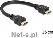 Adaptery i przejściówki - Delock KABEL HDMI - HDMI HIGH SPEED ETH. 25CM (V1.4 LAN TV) (83352) - miniaturka - grafika 1