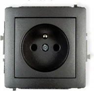 Gniazdka elektryczne - Karlik Gniazdo Pojedyncze z uziemieniem 2P+Z 11DGP-1z grafitowy - miniaturka - grafika 1