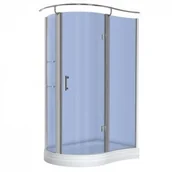 Kabiny prysznicowe - Novoterm Kerra Nero 120x90 prawa profil chrom szkło niebieskie + brodzik - miniaturka - grafika 1