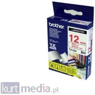 Brother Taśma 12mm RED ON WHITE - Akcesoria do kas i terminali - miniaturka - grafika 3