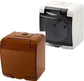 Gniazdka elektryczne - Karlik Gniazdo Pojedyncze 2P+Z klapka dymna 4GHE-1d brązowy - miniaturka - grafika 1