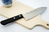 Noże kuchenne - Satake Cutlery Nóż pojedynczy Santoku 17 cm Satake Nashiji Black Pakka 801-713 - miniaturka - grafika 1