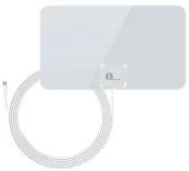 Anteny TV - 1byone antena pokojowa ultra płaska DVB-T [biała błyszcząca]  odbiór z odległości 40 km, 4 metry kabla ODE00-0541 - miniaturka - grafika 1