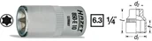Klucze i nasadki - Hazet Nasadka 1/4 6 3 mm) 850-E7 Torx zewnętrzny Długość netto 25 mm T 7 - miniaturka - grafika 1