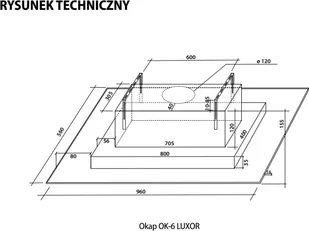 Toflesz OK-6 Luxor Glass 96 Biały - Okapy kuchenne - miniaturka - grafika 2