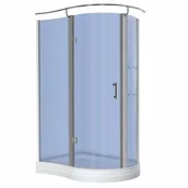 Kabiny prysznicowe - Novoterm Kerra Nero 120x90 lewa profil chrom szkło niebieskie + brodzik - miniaturka - grafika 1
