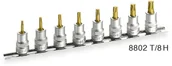 Klucze i nasadki - Hazet Zestaw gniazda wkładki do bitów 3/8" 10 mm) 8802T/8H TORX 8 szt - miniaturka - grafika 1