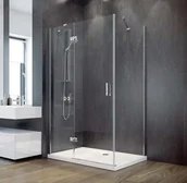 Kabiny prysznicowe - PMD Piramida Viva 100x80 lewa profil chrom połysk szkło przejrzyste - miniaturka - grafika 1