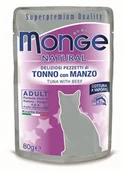 Mokra karma dla kotów - Monge Saszetka Tuńczyk I Wołowina W Galarecie 80G - miniaturka - grafika 1