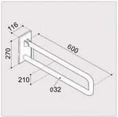 Akcesoria do wc - Poręcz ERGOPLUS stała 80cm do wc/umywalek, malowana proszkowo, biała - miniaturka - grafika 1