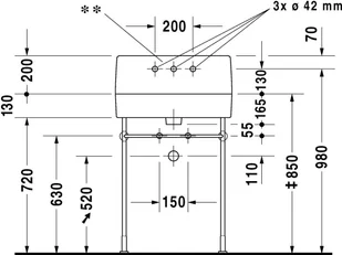 Duravit Vero - Stelaż, chrom wysokość regulowana +50 mm, chrom 0030631000 - Nogi i stelaże pod umywalki - miniaturka - grafika 5