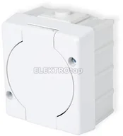 Gniazdka elektryczne - Karlik Gniazdo Pojedyncze z uziemieniem, klapka biaa - Senior GHS-1 - miniaturka - grafika 1