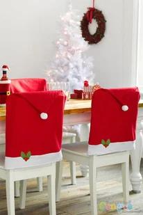 Fotel biurowy, krzesło biurowe Pokrowiec na krzesło Czapka Mikołaja na święta Bożego Narodzenia - 1 szt. - Fotele i krzesła biurowe - miniaturka - grafika 2
