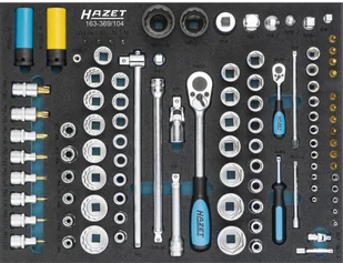 Hazet Klucze nasadowe z grzechotką 163-369/104 3/4" 20 mm) 1/4" 6 3 mm) 1/2" 12.5 mm) stal chromowo-wanadowa 105 szt - Klucze i nasadki Hazet Klucze nasadowe z grzechotką 163-369/104 3/4" 20 mm) 1/4" 6 3 mm) 1/2" 12.5 mm) stal chromowo-wanadowa 105 szt - Klucze i nasadki - miniaturka - grafika 1