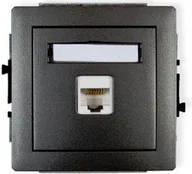 Gniazdka elektryczne - Karlik Gniazdo Komputer Pojedyncze 1xRJ45 kat.6 ekranowane 11DGK-5 grafitowy - miniaturka - grafika 1