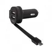 Ładowarki samochodowe - Xqisit Dual Car Charger 6A micro USB black - miniaturka - grafika 1
