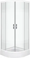 Kabiny prysznicowe - Novoterm Kerra Xenia 90 90x90 profil biały szkło transparentne z białym wzorem + brodzik - miniaturka - grafika 1