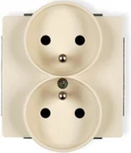 Gniazdka elektryczne - Karlik Gniazdo Podwójne do ramki z uziemieniem 2x2P+Z 1DGPR-2z beżowy - miniaturka - grafika 1