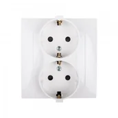 Gniazdka elektryczne - Kontakt Simon Simon 54 Gniazdo podwójne SCHUKO z/u 16A IP20 z przesłoną torów białe DGSz2Z/11 WMDW-12211N-011 0001-00000-51177 [4351706] - miniaturka - grafika 1