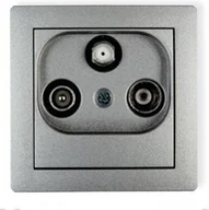 Gniazdka elektryczne - Karlik Gniazdo abonenckie RTV-SAT końcowe 1,5dB 7DGS srebrny metalik - miniaturka - grafika 1