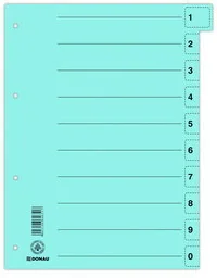 Donau Przekładka karton, A4, 235x300mm, 0-9, 1 karta z perforacją, niebieska 8611001-10 - Pudła i kartony archiwizacyjne - miniaturka - grafika 2