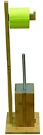 Akcesoria do wc - MSV 140632 uchwyt na papier toaletowy i szczotka do WC nośne bambus/srebrny ze stali nierdzewnej 30 x 20 x 110 cm - miniaturka - grafika 1