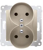 Gniazdka elektryczne - LEDart podwójne z uziemieniem złoty metalik DGZ2MZ.01/44 Kontakt Simon54 - miniaturka - grafika 1