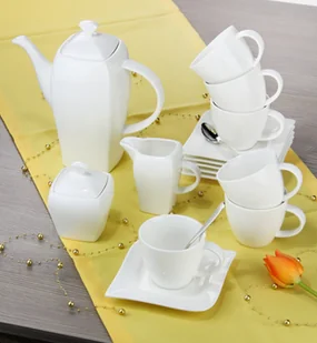 Dajar dajar mikrofalowa zestaw do kawy 17-częściowy. Ambition, porcelana, biała, 24 x 21 x 24 cm, jednostek 61160 - Serwisy do kawy i herbaty - miniaturka - grafika 2