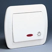 Wyłączniki światła i elektryczne - Kontakt Simon - Akord - Łącznik Pojedynczy (światło) z ramką podświetlany biały - miniaturka - grafika 1