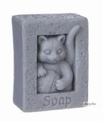 Kremy i maski do rąk - LaQ LaQ - Happy Soaps - Naturalne mydełko glicerynowe - SZARY KOT Z KŁĘBKIEM WEŁNY LQSKZKW - miniaturka - grafika 1