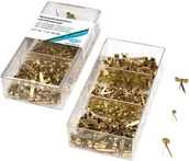 Spinacze i klipsy do papieru - Wedo 11259199 klamerki, 240 sztuk, z płaskimi i okrągłymi główkami, 3 różne rozmiary, pokryte mosiądzem, w praktycznym pudełku 11259199 - miniaturka - grafika 1