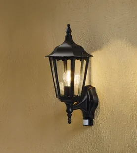Konstsmide Lampa ścienna Firenze świecąca w górę, czujnik, czarny mat - Lampy ogrodowe - miniaturka - grafika 2