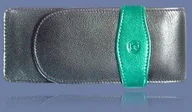 Etui na długopisy i pióra - Pelikan Etui SKÓRZANE TG32 CZARNO-ZIELONE 924092 - miniaturka - grafika 1