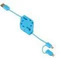 Kable USB - Hama Kabel USB 2W1 zwijany USB A - MICRO USB B - Lightning1.2 m niebieski 000545 (54564) - miniaturka - grafika 1