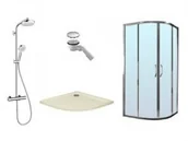 Kabiny prysznicowe - Huppe Kompletna łazienka Ena 2.0 kabina prysznicowa z brodzikiem Xerano syfonem i kompletem prysznicowym Crometta 140602069322+840401055+27264400) IN.000KL28 - miniaturka - grafika 1