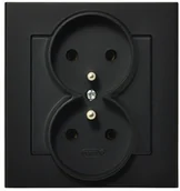 Gniazdka elektryczne - Ospel Gniazdo Podwójne z uziemieniem GP-2RZ/33 CZARNY METALIK - miniaturka - grafika 1
