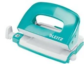 Dziurkacze - Esselte Dziurkacz Mini LEITZ WOW metalowy turkus metalik ES590-13 - miniaturka - grafika 1