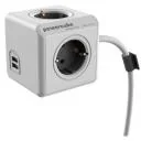 Listwy zasilające - PowerCube Listwa zasilająca Allocacoc Extended USB1.5 m szary Typ F 1406GY/DEEUP - miniaturka - grafika 1