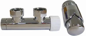 Schlosser Zestaw duo-plex 3/4xM22x1.5 kątowy prawy chrom + Nypel 2szt. 1/2 x 3/4 - Głowice termostatyczne - miniaturka - grafika 2