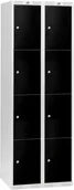 Szafki biurowe - AJ Szafki osobiste 2 sekcje po 4 skrytki w pionie kolor drzwi: czarny 324046 - miniaturka - grafika 1